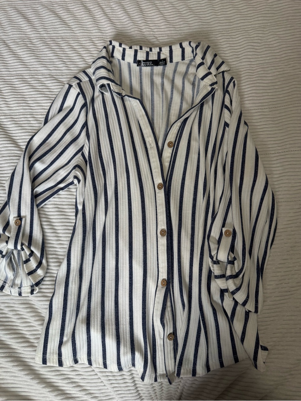 Curel Navy Stripe Button-Down Shirt